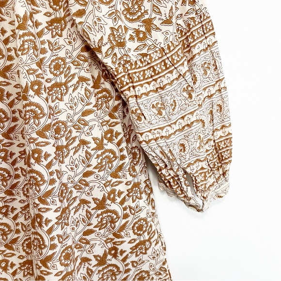 BOGO! Cleobella Rosy Block Print Cotton Mini Dress Tan Size Small - Picture 9 of 11